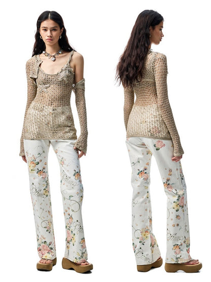 Crocheted Starfish Strappy Knotted Midi Vest【s0000012911】
