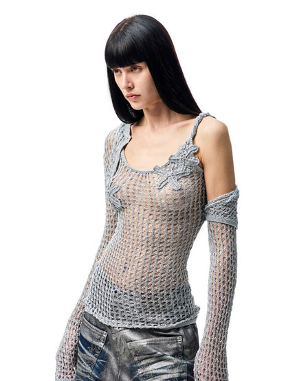 Crocheted Starfish Strappy Knotted Midi Vest【s0000012911】