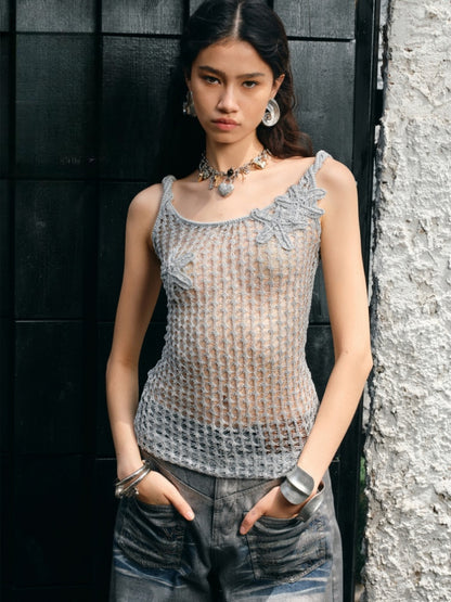 Crocheted Starfish Strappy Knotted Midi Vest【s0000012911】