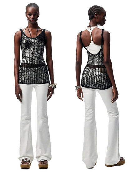 Crocheted Starfish Strappy Knotted Midi Vest【s0000012911】