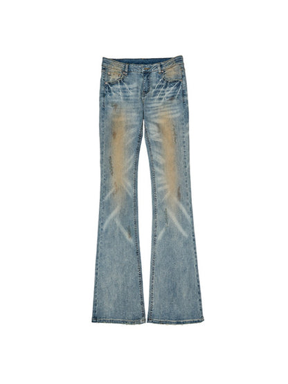 Washed Skinny Low Rise Denim Flared Pants【s0000012913】