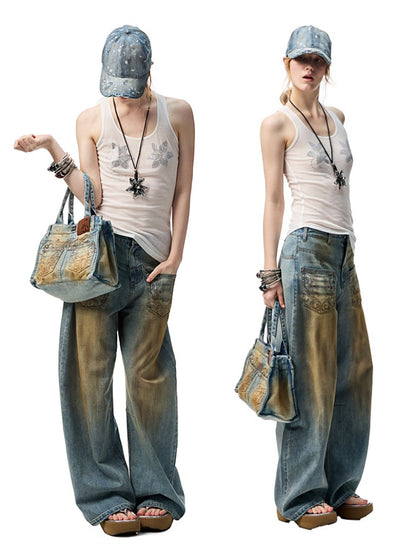 Floral Rhinestone Semi Sheer I-shaped Tank Top【s0000012914】