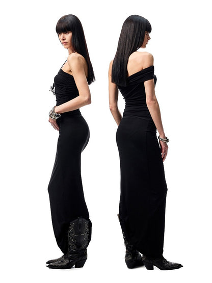 Asymmetrical Multi Wear Ruched Acetate One Shoulder Tops【s0000012916】