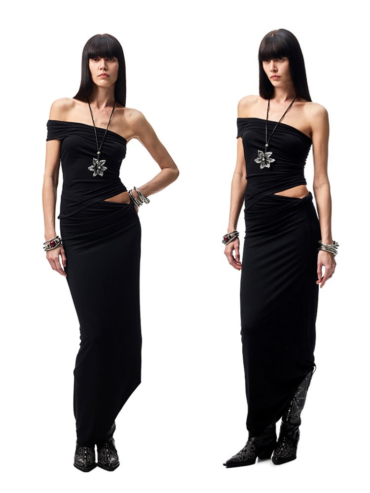 Asymmetrical Multi Wear Ruched Acetate One Shoulder Tops【s0000012916】