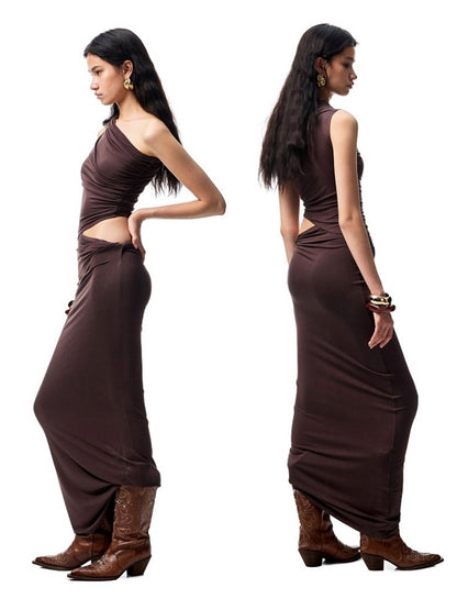 Asymmetrical Multi Wear Ruched Acetate One Shoulder Tops【s0000012916】