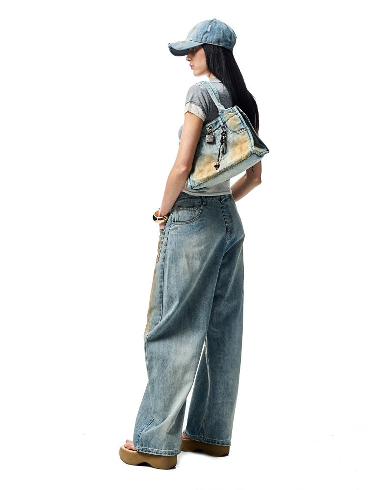 Mud Dyed  Washed  Embroidery Low Rise Jeans【s0000012919】