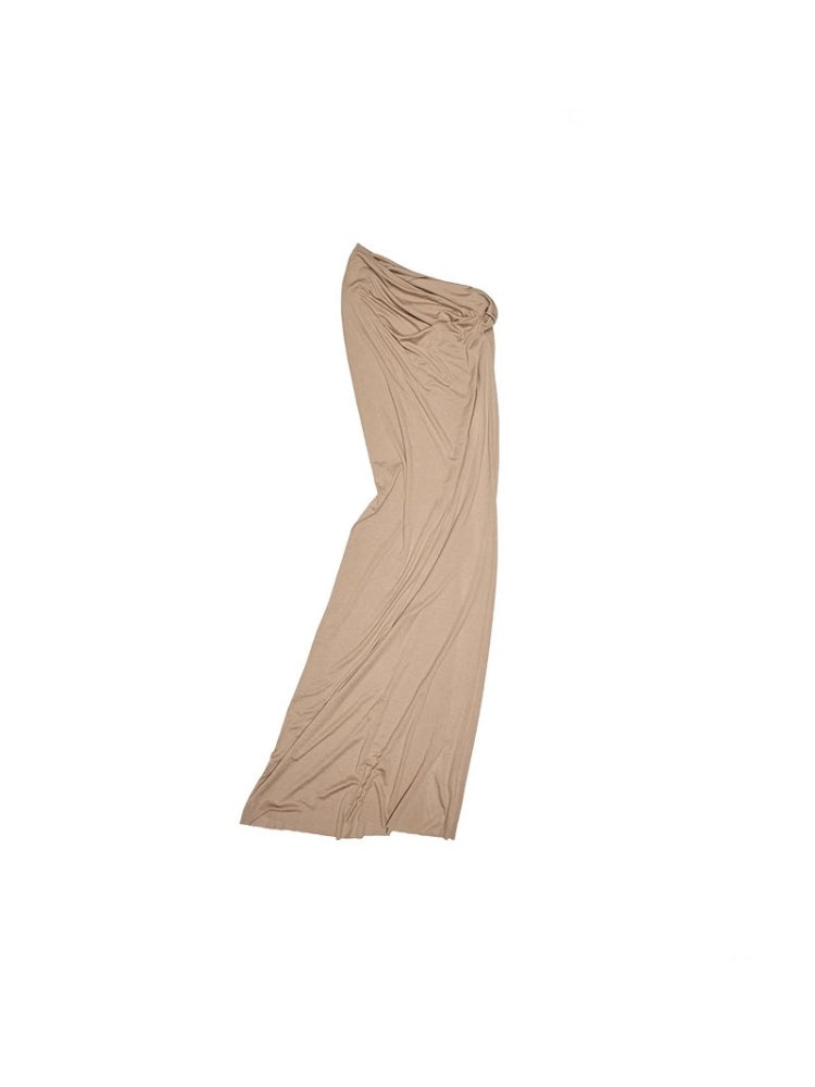 Large Round Neck -Back Knot Acetate Tank Top & Tight Waist Maxi  Skirt Set【s0000012920】