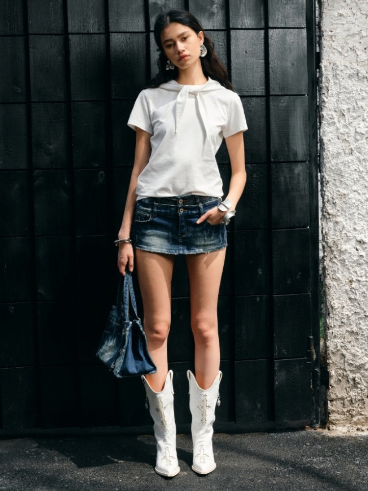 Classic V-Mouth Pointed Toe Cowhide Embroidered Mid Cylinder Western Rider Boots【s0000012921】