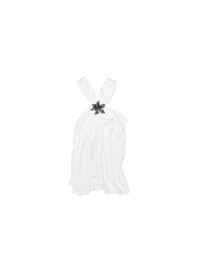 High Elastic Knotted Halter Neck Acetate Camisole【s0000012923】