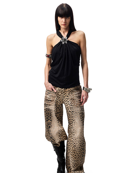 High Elastic Knotted Halter Neck Acetate Camisole【s0000012923】