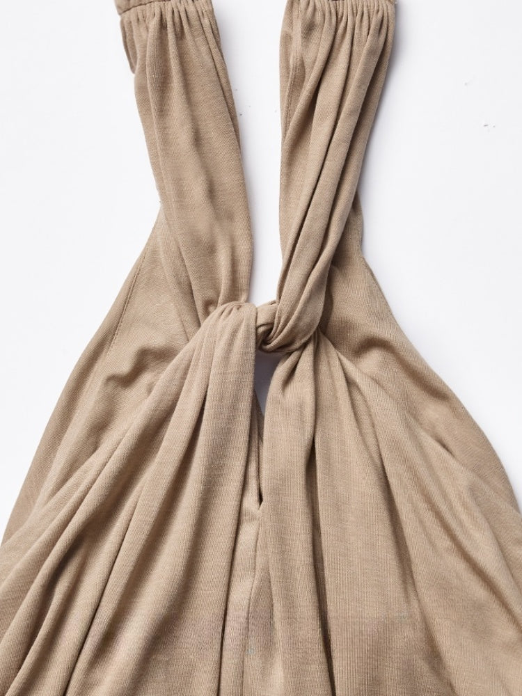 High Elastic Knotted Halter Neck Acetate Camisole【s0000012923】