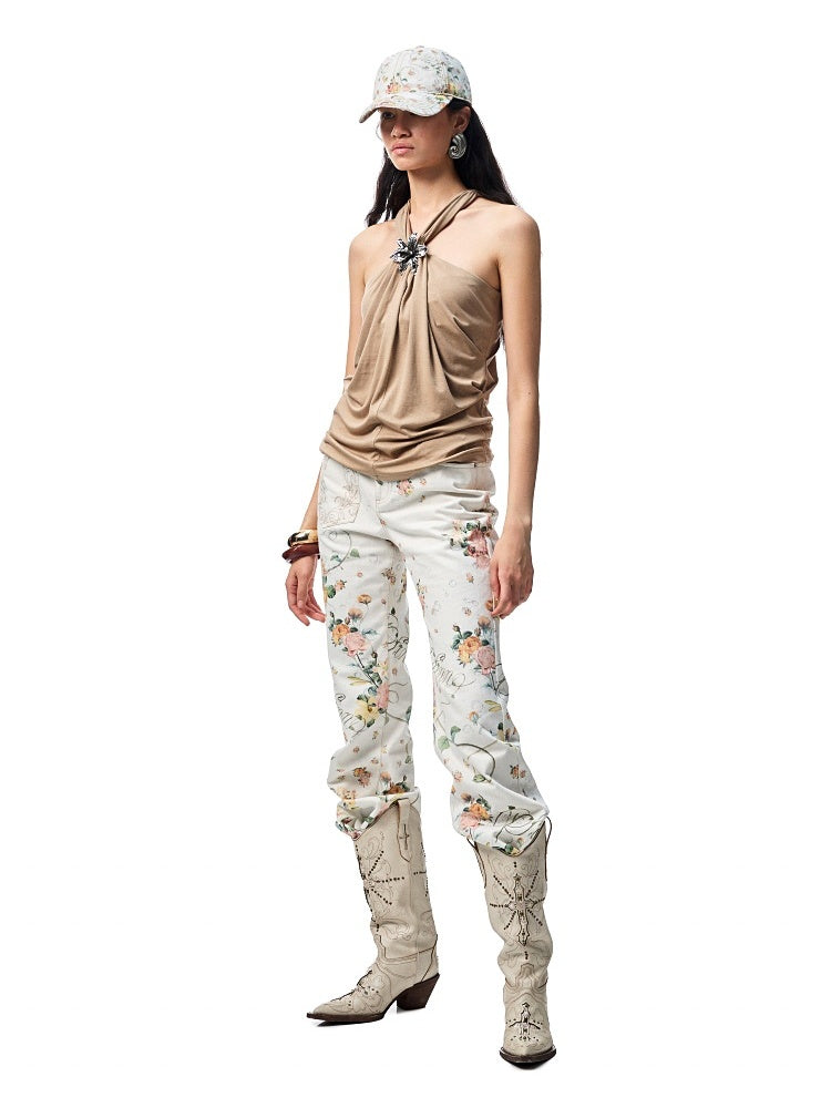 High Elastic Knotted Halter Neck Acetate Camisole【s0000012923】