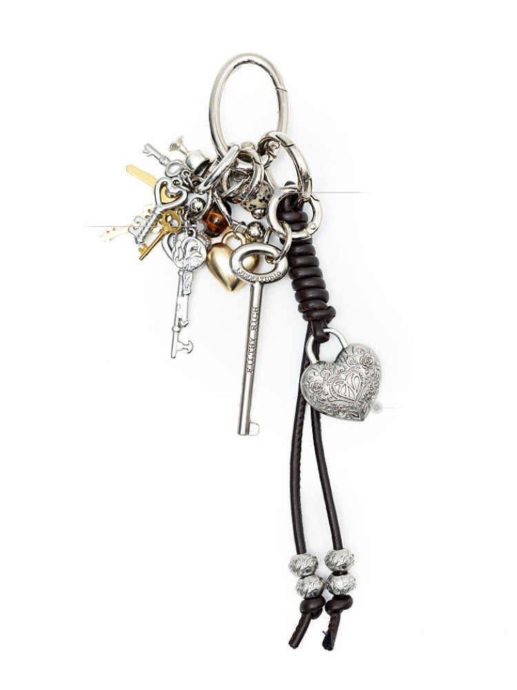 Hand - Woven Metal Natural Stone Love Keychain【s0000012924】