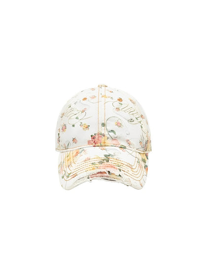 Classic Floral All Over Canvas Frayed Baseball Cap【s0000012892】