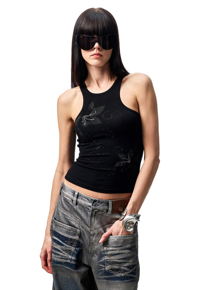 Silver Embroidery Straight Low Rise Wide Leg Denim Pants【s0000012935】