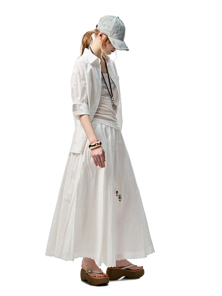 Striped Contrasting Beaded Loose A-line Skirt【s0000012894】