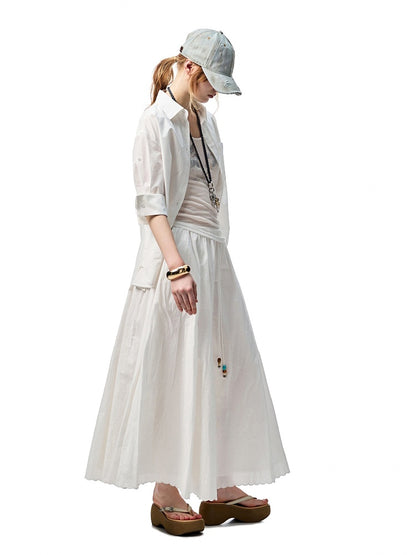 Striped Contrasting Beaded Loose A-line Skirt【s0000012894】