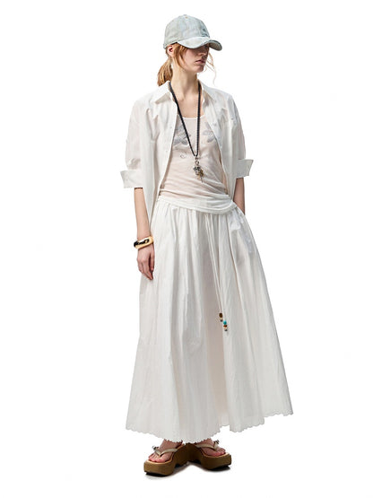 Striped Contrasting Beaded Loose A-line Skirt【s0000012894】