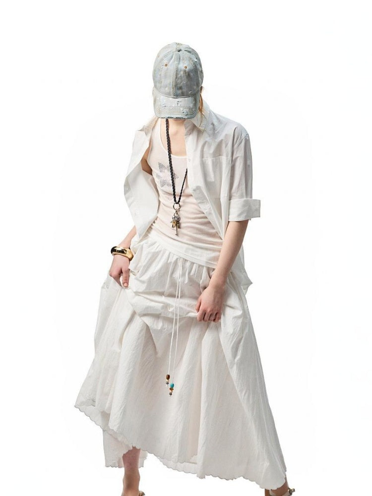 Striped Contrasting Beaded Loose A-line Skirt【s0000012894】