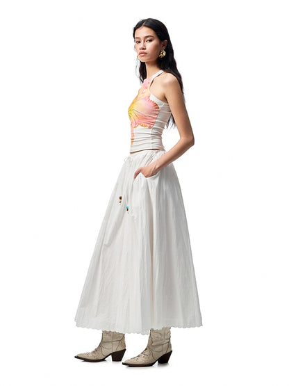 Striped Contrasting Beaded Loose A-line Skirt【s0000012894】