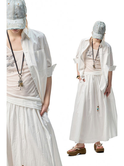 Striped Contrasting Beaded Loose A-line Skirt【s0000012894】