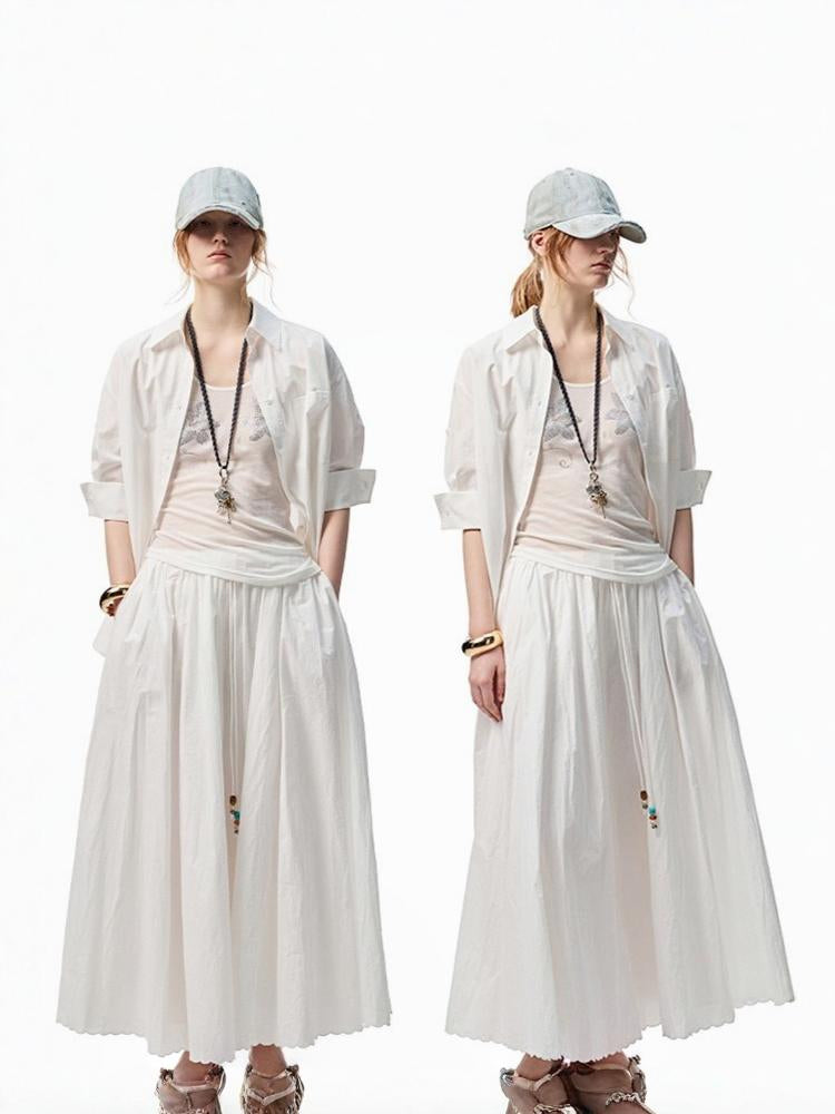 Striped Contrasting Beaded Loose A-line Skirt【s0000012894】