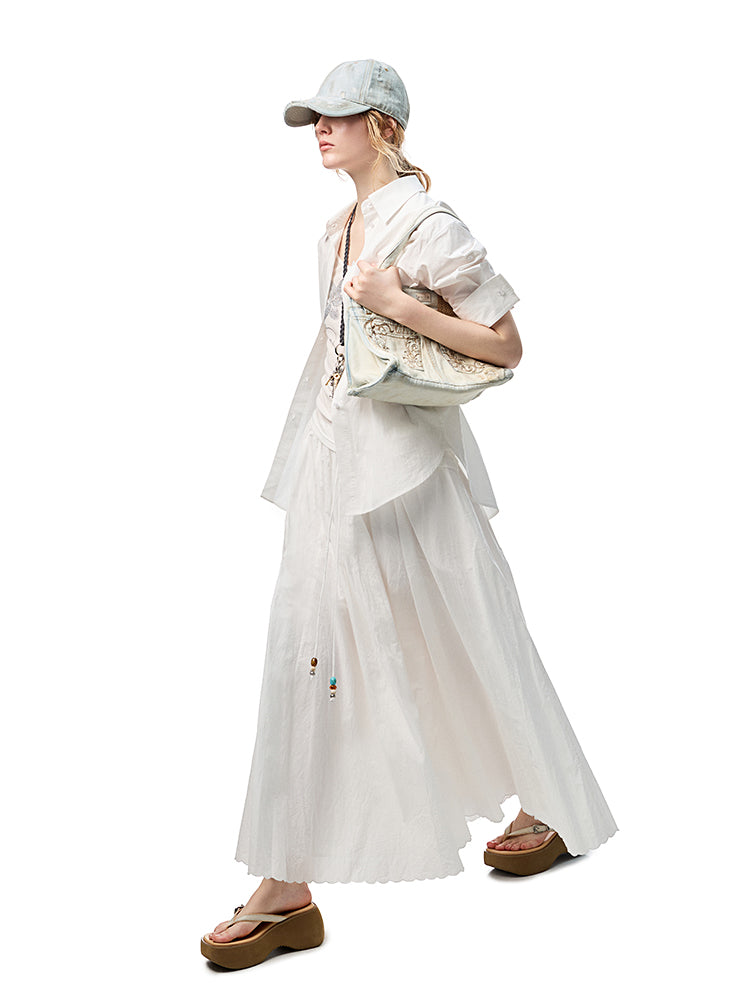 Striped Contrasting Beaded Loose A-line Skirt【s0000012894】