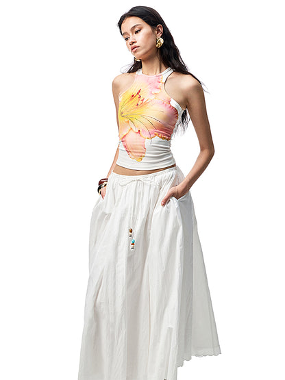 Striped Contrasting Beaded Loose A-line Skirt【s0000012894】