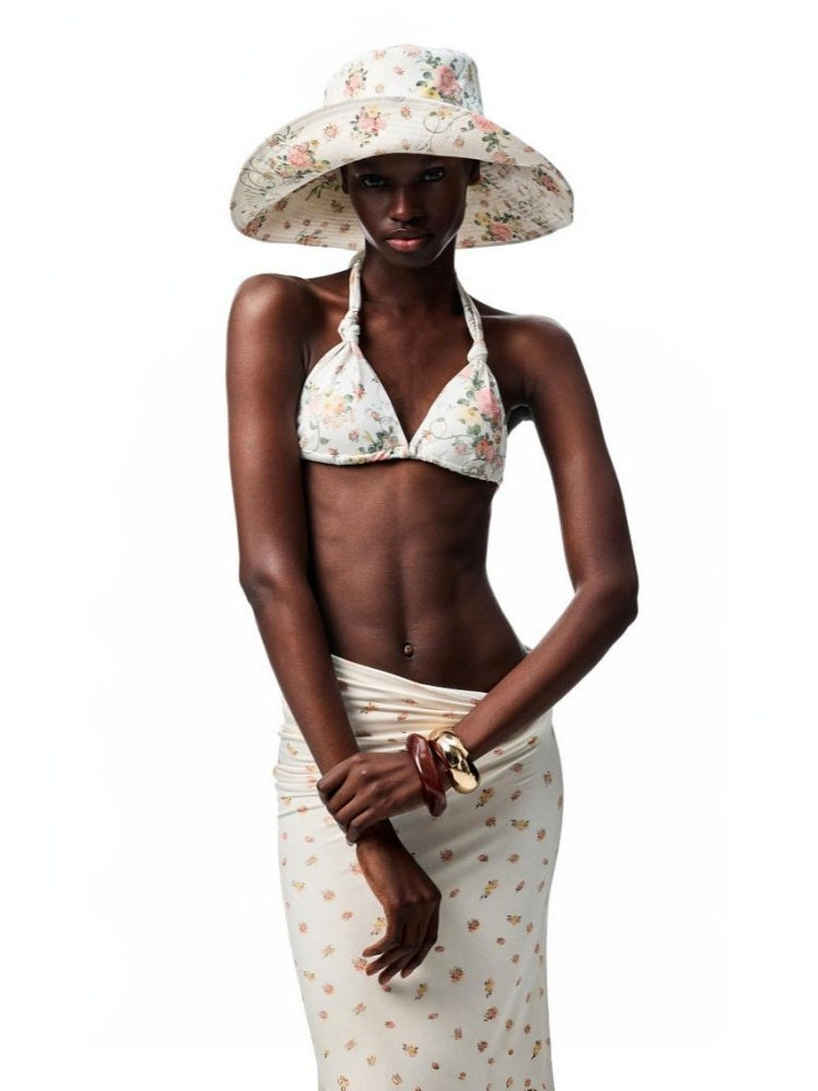 Metallic Flower Floral All-Over Print Bikini【s0000012895】