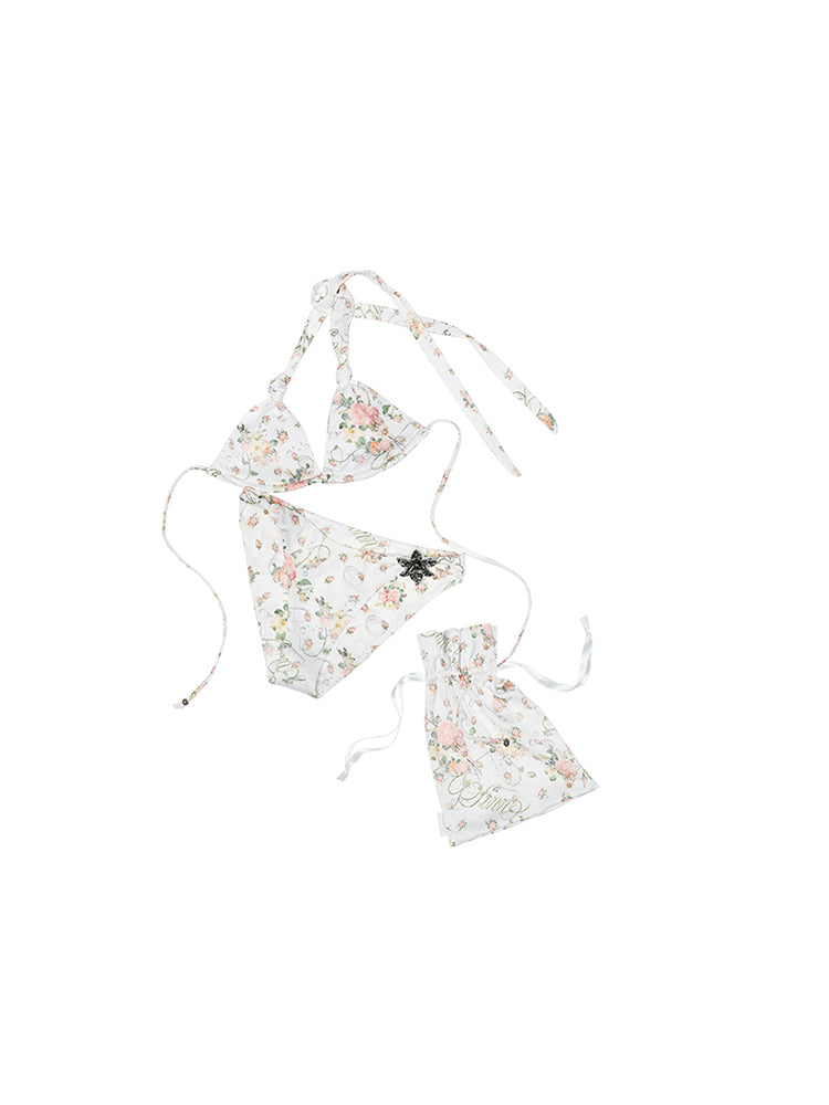 Metallic Flower Floral All-Over Print Bikini【s0000012895】