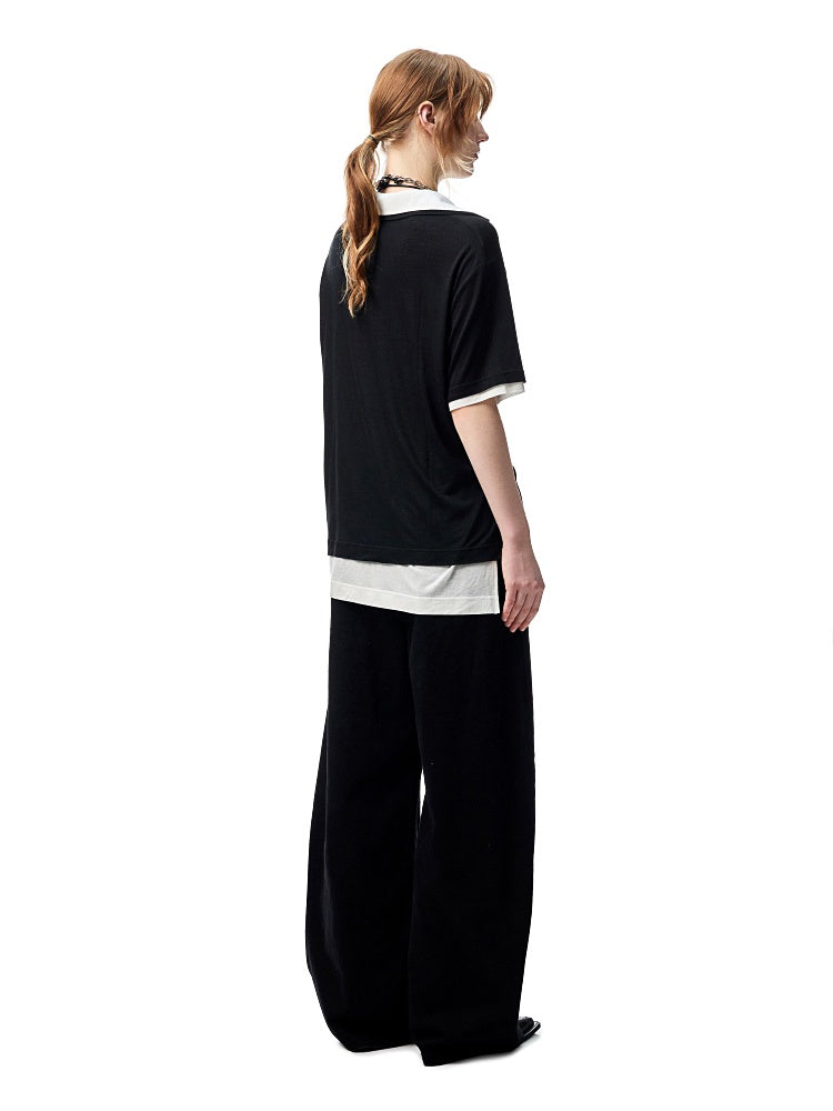 Oversized Faux Two Piece Polo Shirt【s0000012896】