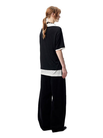 Oversized Faux Two Piece Polo Shirt【s0000012896】