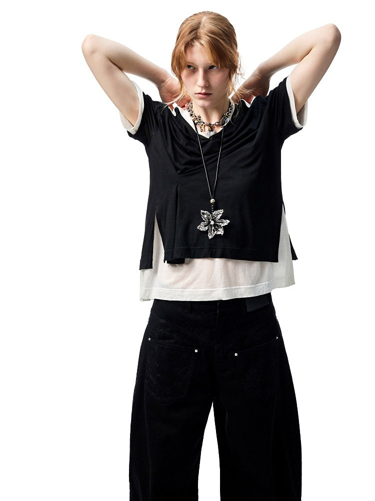 Oversized Faux Two Piece Polo Shirt【s0000012896】