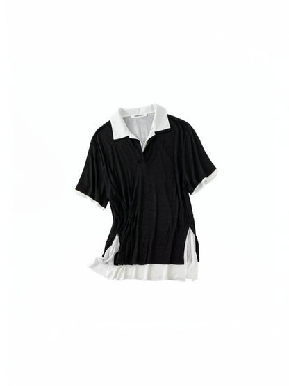 Oversized Faux Two Piece Polo Shirt【s0000012896】
