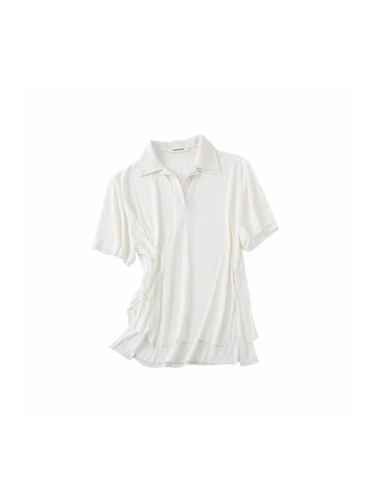 Oversized Faux Two Piece Polo Shirt【s0000012896】
