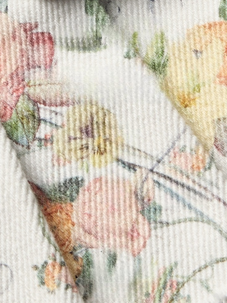 Floral Canvas Waistband Pleated Split Skirt【s0000012897】