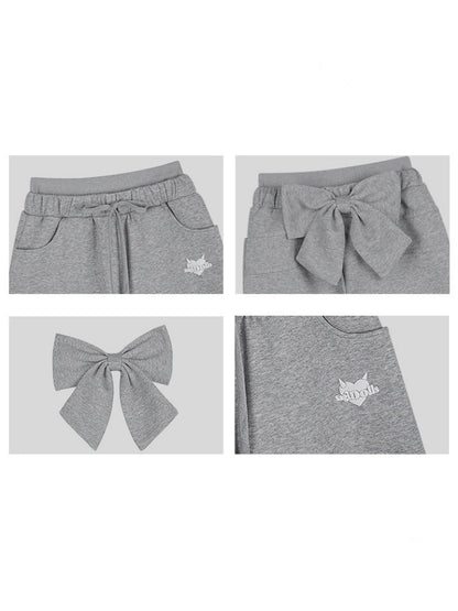 Back Ribbon Double Waist Sweat Pants【s0000012990】