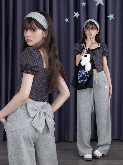 Back Ribbon Double Waist Sweat Pants【s0000012990】