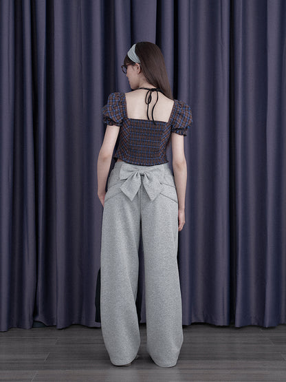 Back Ribbon Double Waist Sweat Pants【s0000012990】