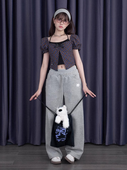 Back Ribbon Double Waist Sweat Pants【s0000012990】