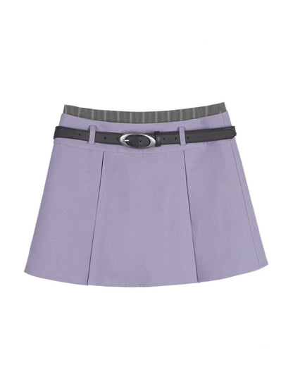 College Sailor Collar Puff Sleeves Ruffle Tops & Pleated Mini Skirt【s0000012999】