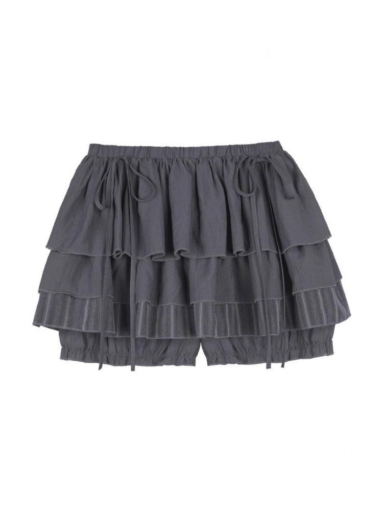 Drawstring Tiered Ruffle Cake Shorts【s0000013001】
