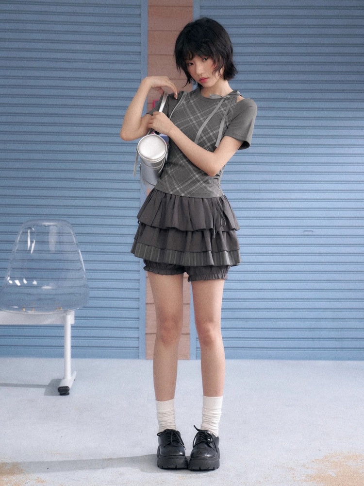 Drawstring Tiered Ruffle Cake Shorts【s0000013001】