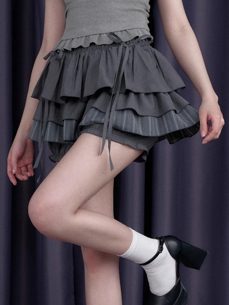 Drawstring Tiered Ruffle Cake Shorts【s0000013001】