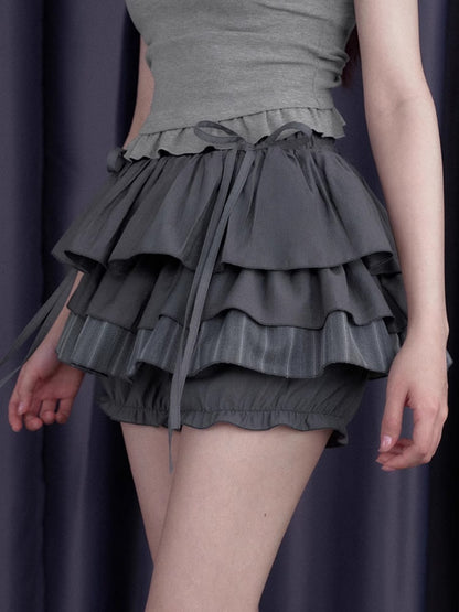 Drawstring Tiered Ruffle Cake Shorts【s0000013001】