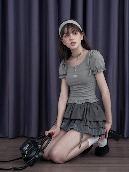 Drawstring Tiered Ruffle Cake Shorts【s0000013001】