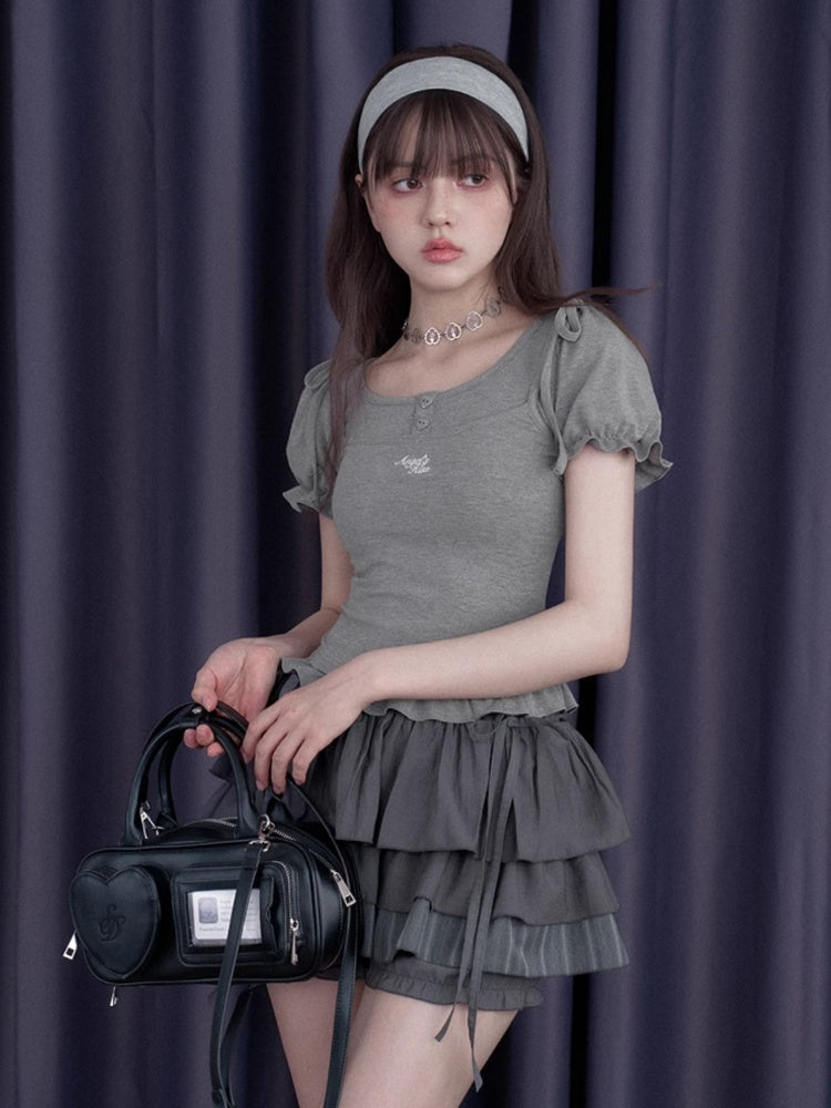 Drawstring Tiered Ruffle Cake Shorts【s0000013001】