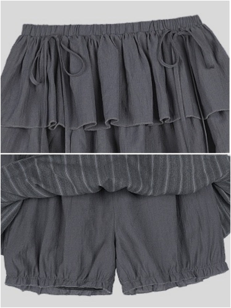 Drawstring Tiered Ruffle Cake Shorts【s0000013001】
