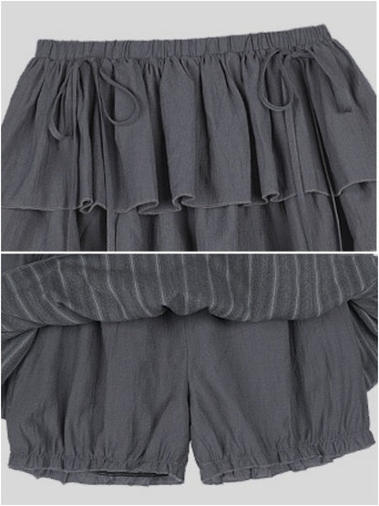 Drawstring Tiered Ruffle Cake Shorts【s0000013001】