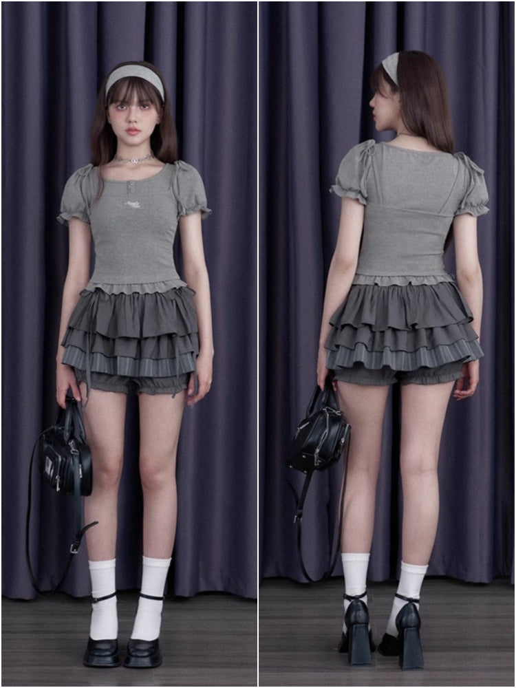 Drawstring Tiered Ruffle Cake Shorts【s0000013001】